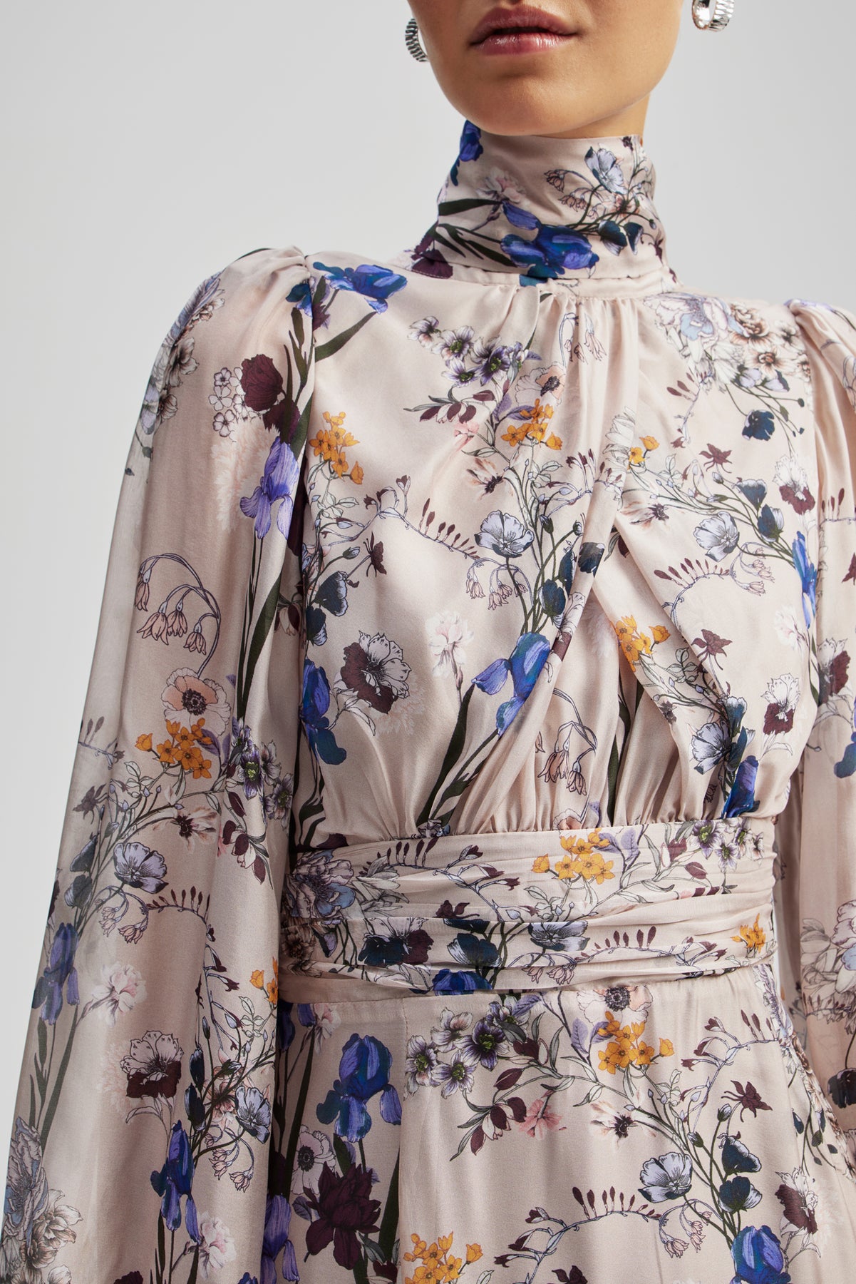 Valerie Open Back Silk Blend Maxi Dress - Fall Blooms