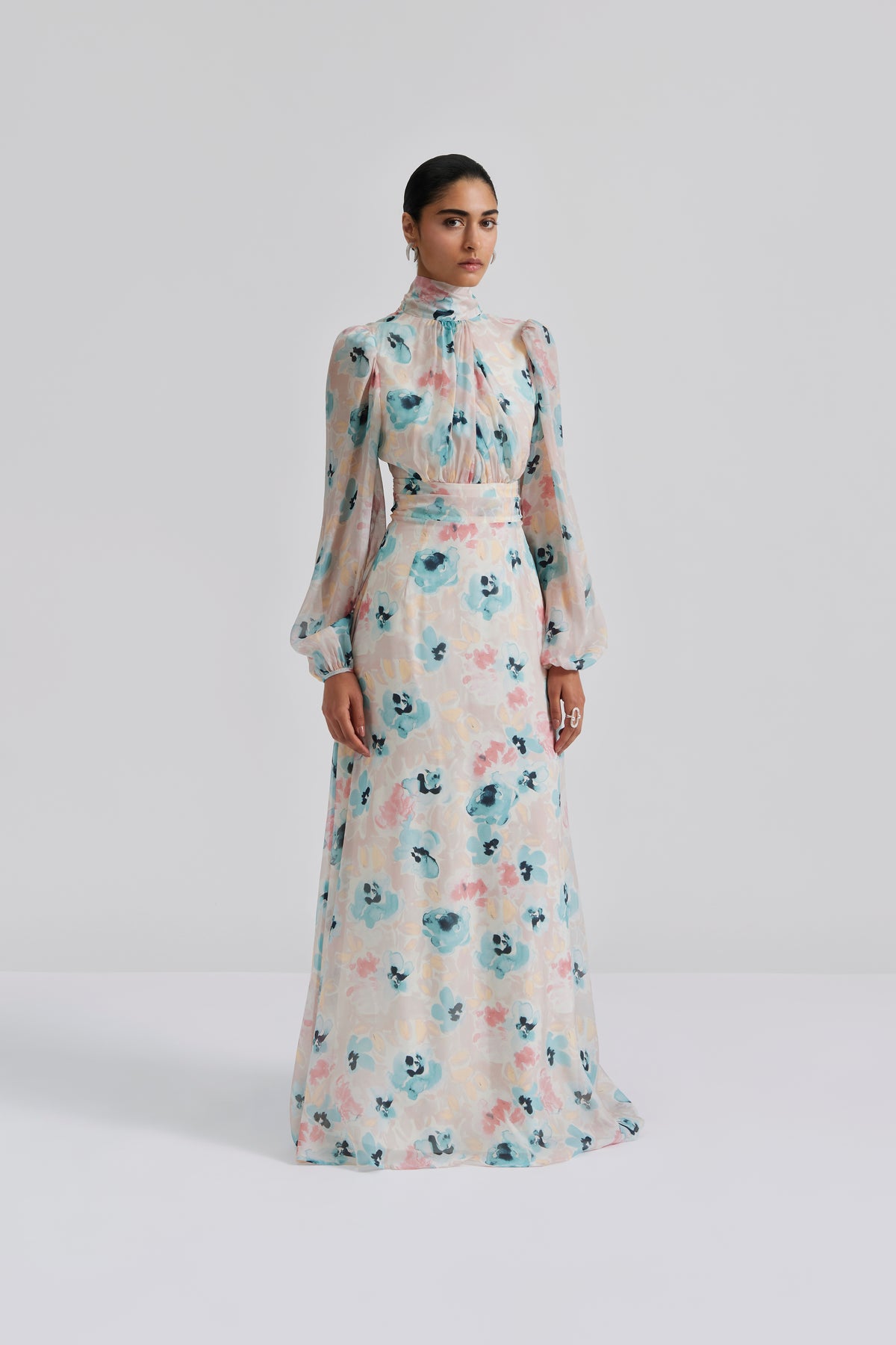 Valerie Open Back Silk Blend Maxi Dress - Florals