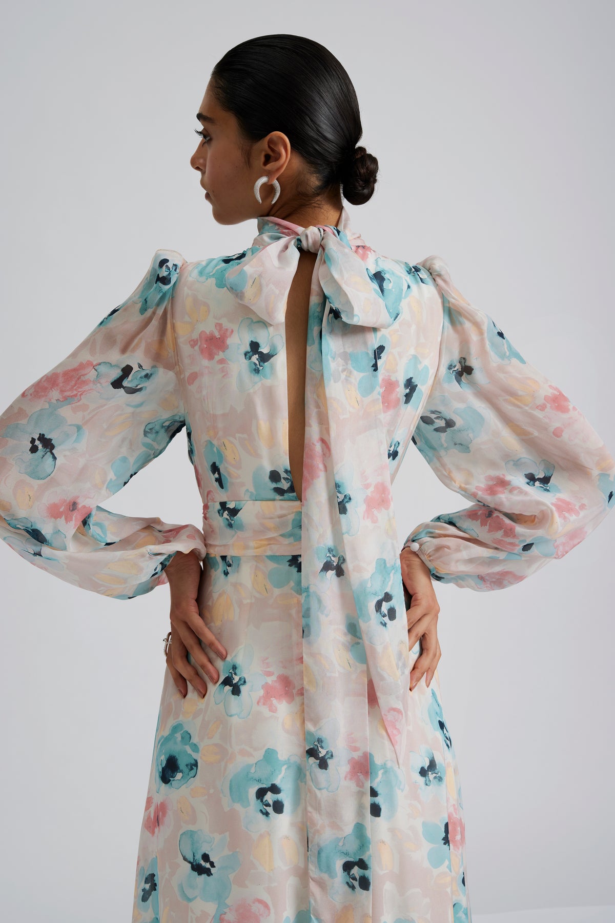 Valerie Open Back Silk Blend Maxi Dress - Florals