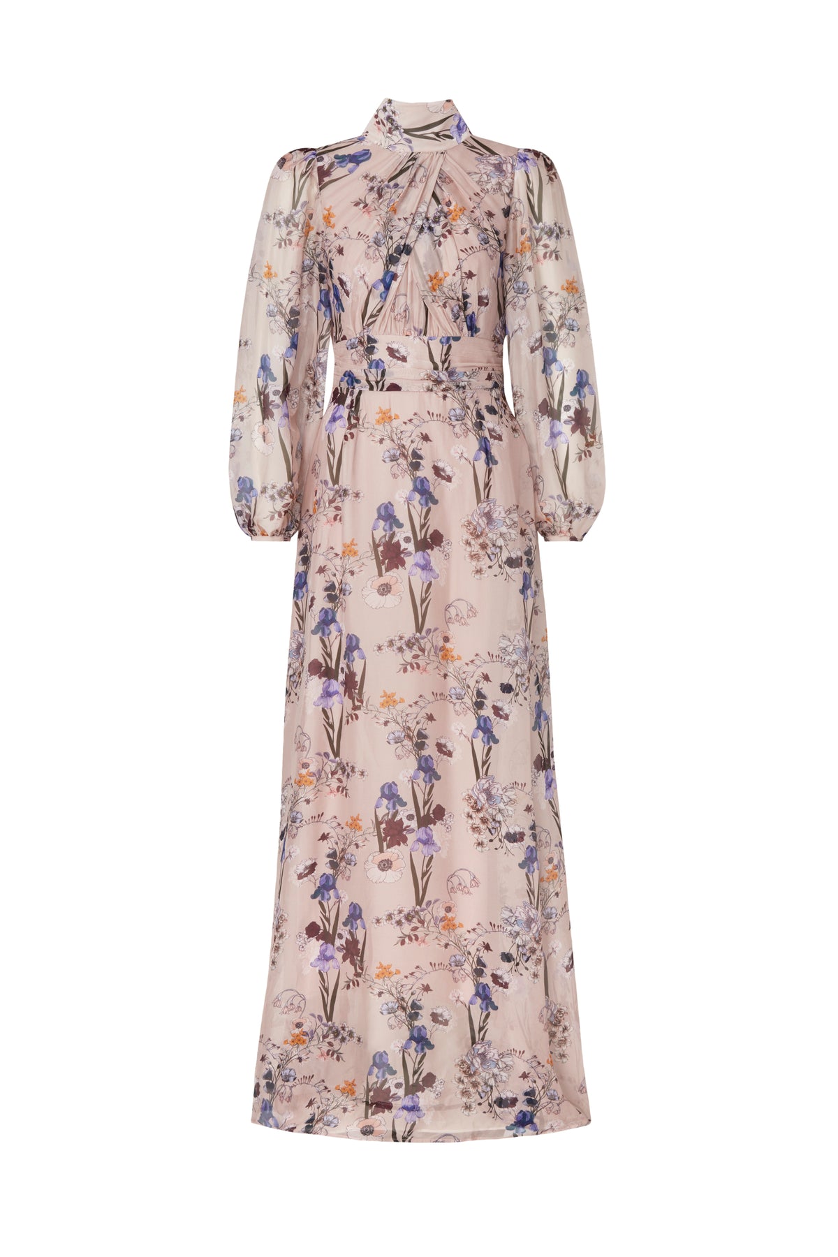 Valerie Open Back Silk Blend Maxi Dress - Fall Blooms
