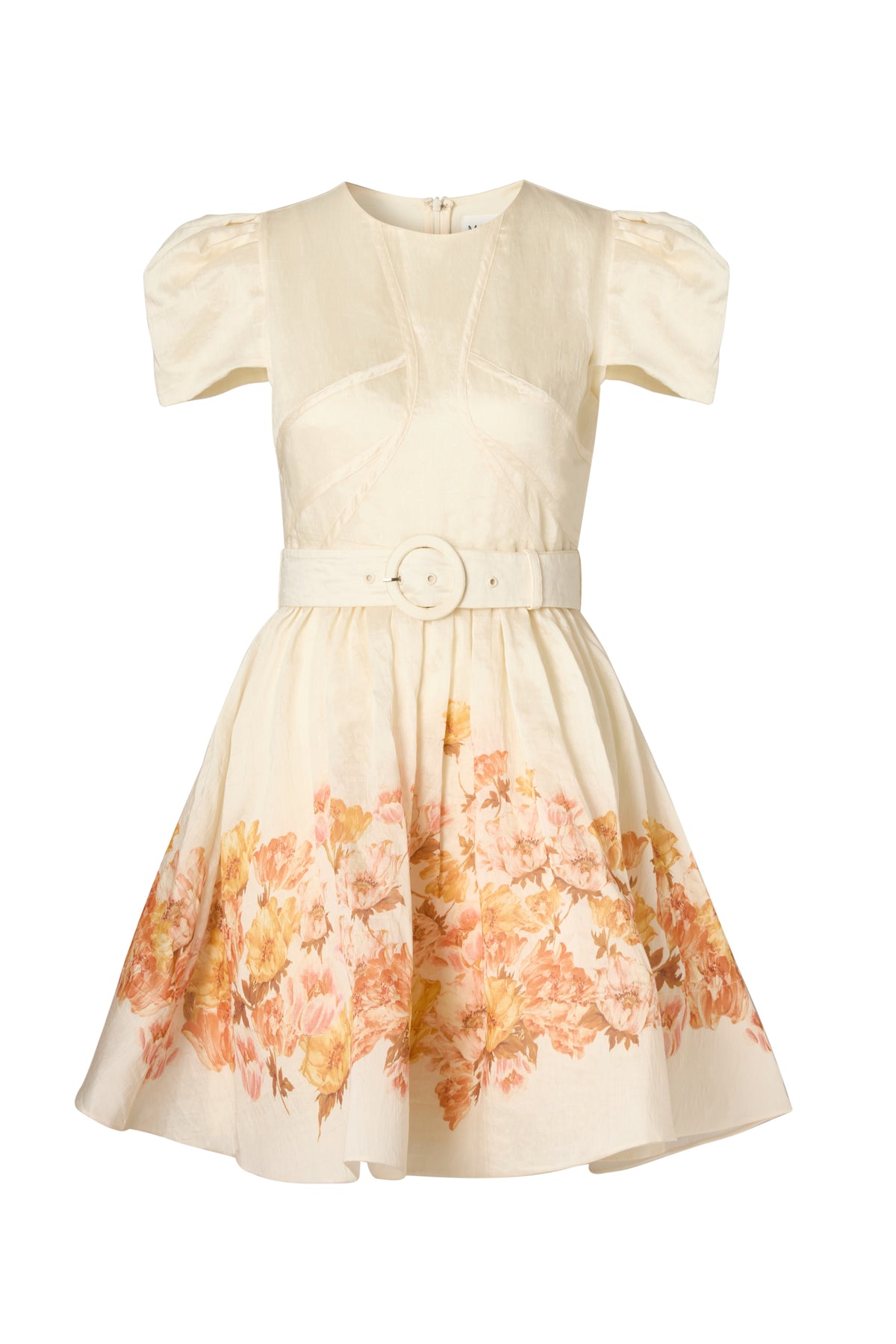 Vanna Pouf Sleeve Mini Dress - Cream Peony