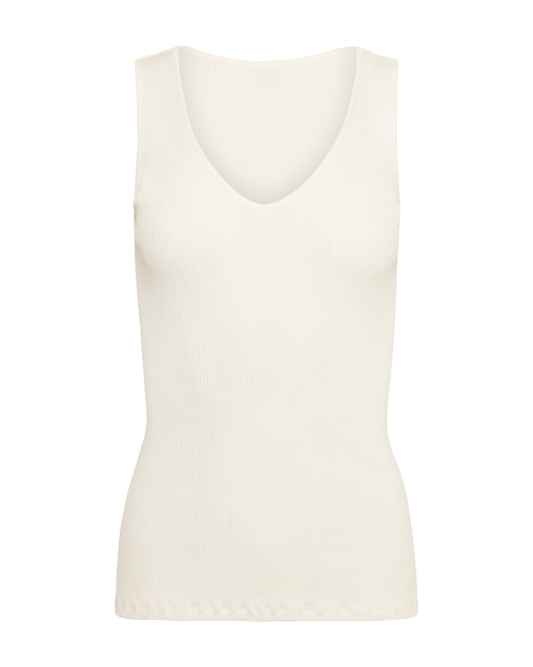EMMY SILK COTTON V-NECK TANK - OFF WHITE