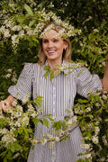 Seersucker Decorated Dress - Blå