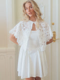 Aurora Linen Cape Mini Dress - White