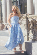 Meya Chiffon Bandeauklänning - Blue Print