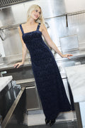 Villgun Velvet Leaf Dress - Navy