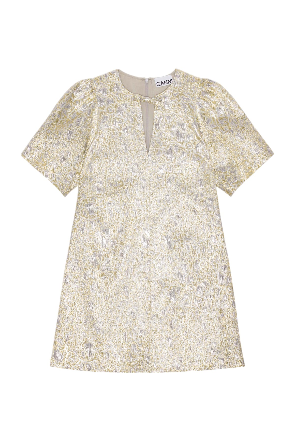 Metallic Cloque A-Shaped Mini Dress - Guld/Silver