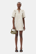 Metallic Cloque A-Shaped Mini Dress - Guld/Silver