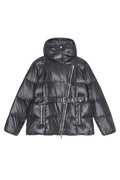 Shiny Nylon Puffer Jacket - Black Sand