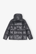 Shiny Nylon Puffer Jacket - Black Sand