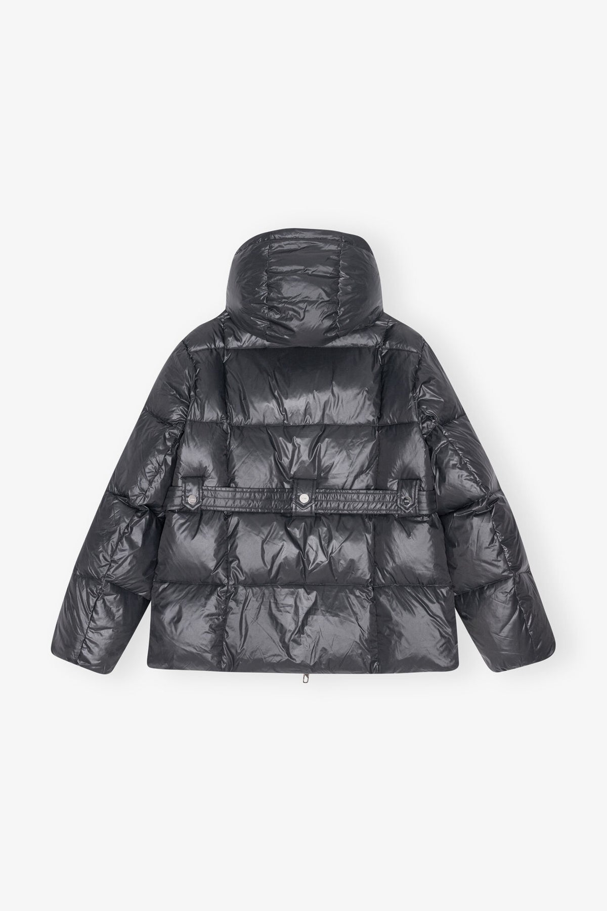 Shiny Nylon Puffer Jacket - Black Sand