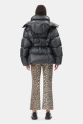 Shiny Nylon Puffer Jacket - Black Sand