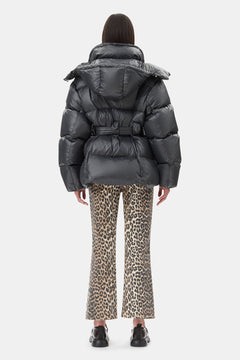 Shiny Nylon Puffer Jacket - Black Sand
