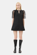 GANNI Fringed Organza Mini Dress - Svart