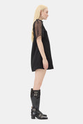 GANNI Fringed Organza Mini Dress - Svart