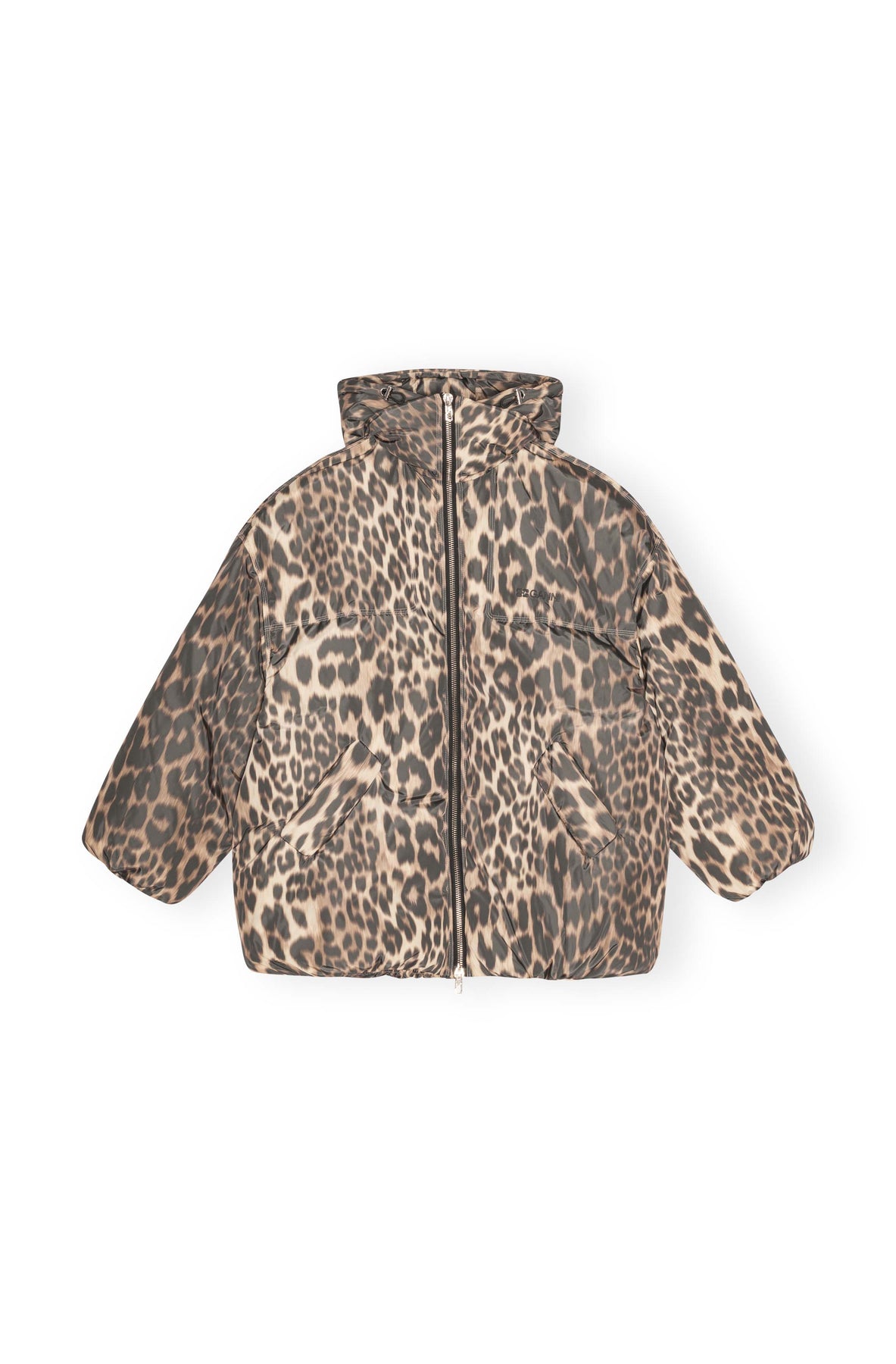 GANNI Leo Puffers Midi Jacket - Almond Milk