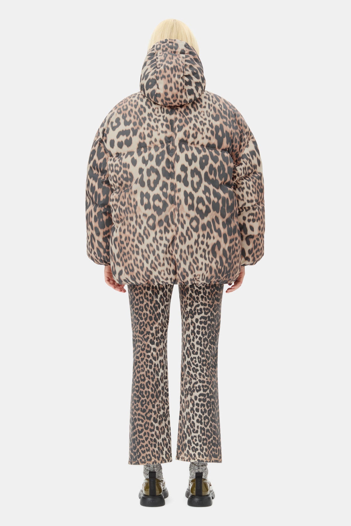 GANNI Leo Puffers Midi Jacket - Almond Milk