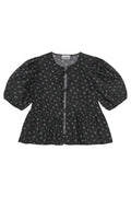 GANNI Printed Cotton Peplum Blouse - Phantom