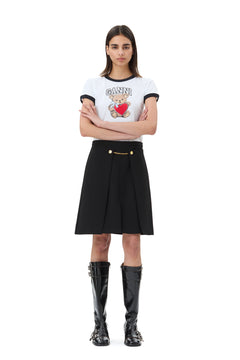 Light Twill Suiting Skirt - Black