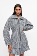 GANNI Cotton Tweed Curve Sleeve Jacket - Celestial Blue