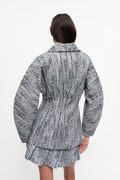 GANNI Cotton Tweed Curve Sleeve Jacket - Celestial Blue