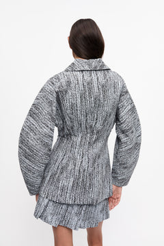 Cotton Tweed Curve Sleeve Jacket - Celestial Blue
