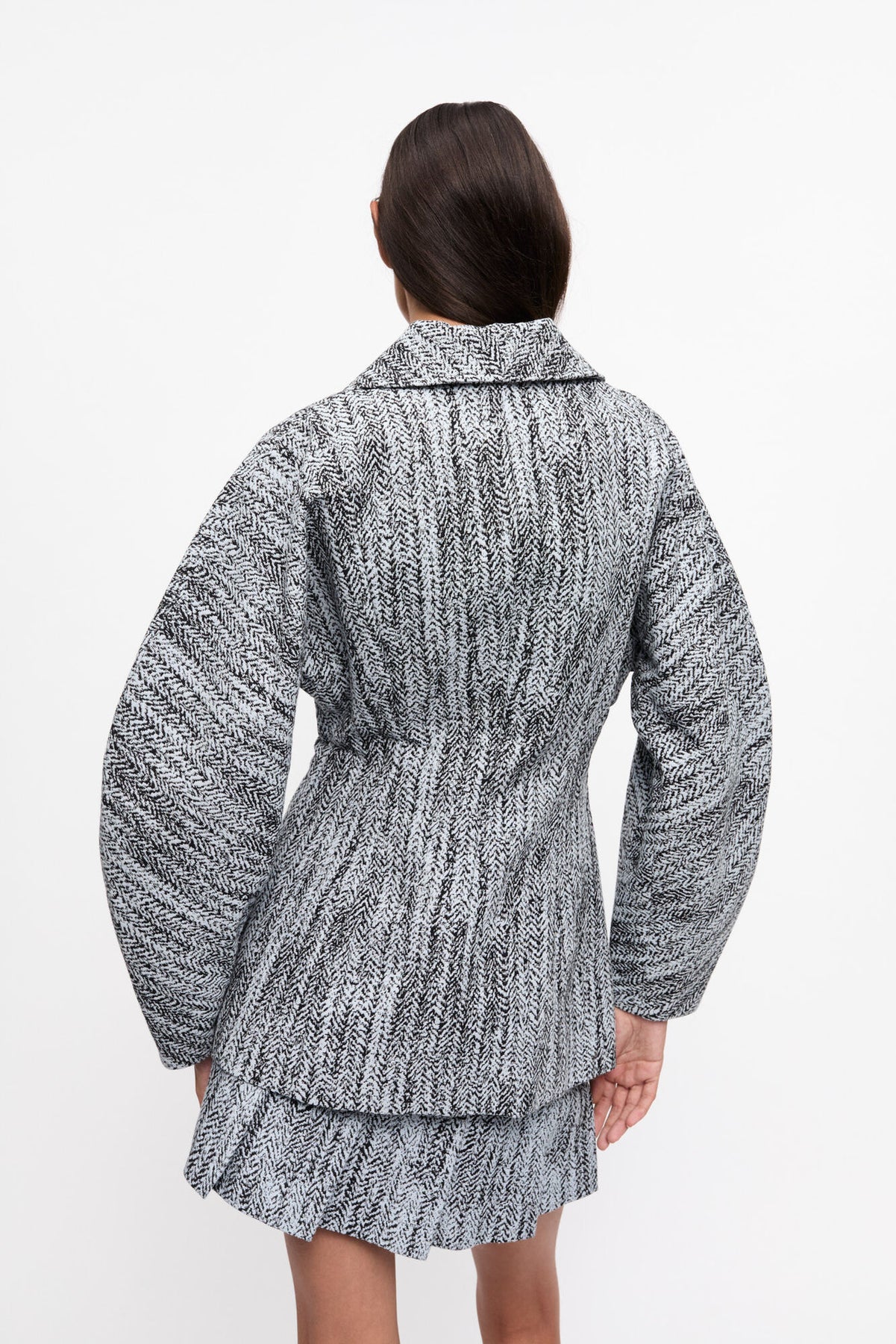 GANNI Cotton Tweed Curve Sleeve Jacket - Celestial Blue