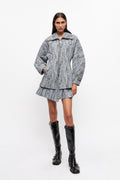 GANNI Cotton Tweed Curve Sleeve Jacket - Celestial Blue
