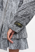 GANNI Cotton Tweed Curve Sleeve Jacket - Celestial Blue