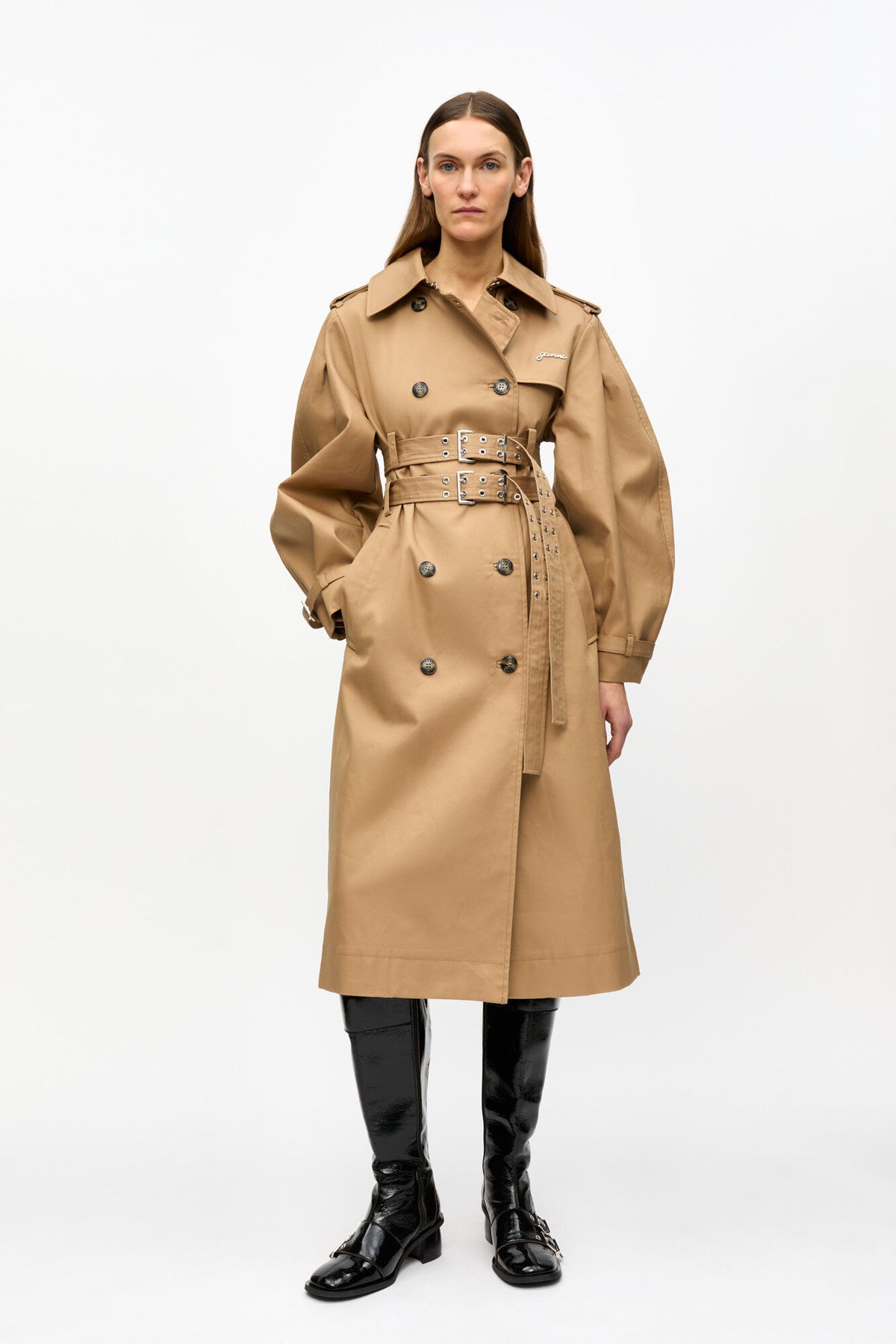 Bonded Cotton Trench Coat - Tiger's Eye