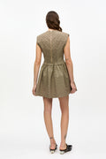 Flock Check Suiting Corset Mini Dress - Tiger's Eye
