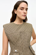 Flock Check Suiting Corset Mini Dress - Tiger's Eye