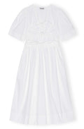 Washed Stretch Cotton Tie Strap Midi Dress - Bright White