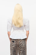 GANNI Washed Stretch Cotton Tie Strap Blouse - Bright White