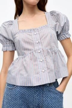 Yarn Dyed Stripe Blouse - Soft Chambray