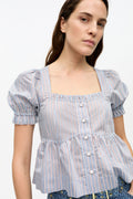 Yarn Dyed Stripe Blus - Soft Chambray