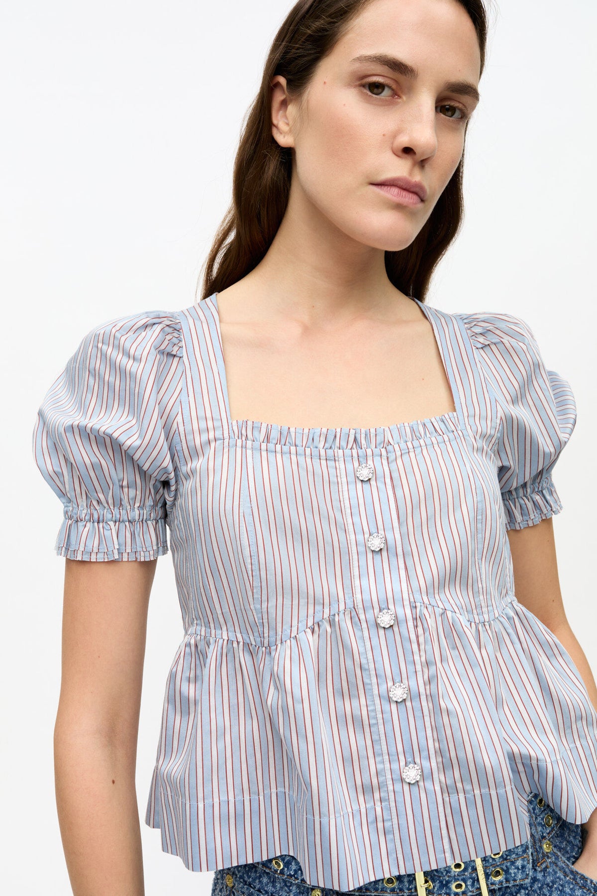 Yarn Dyed Stripe Blus - Soft Chambray
