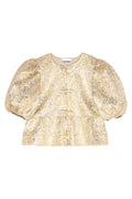 Metallic Cloque Peplum Blouse - Gold/Silver