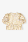 Metallic Cloque Peplum Blouse - Gold/Silver