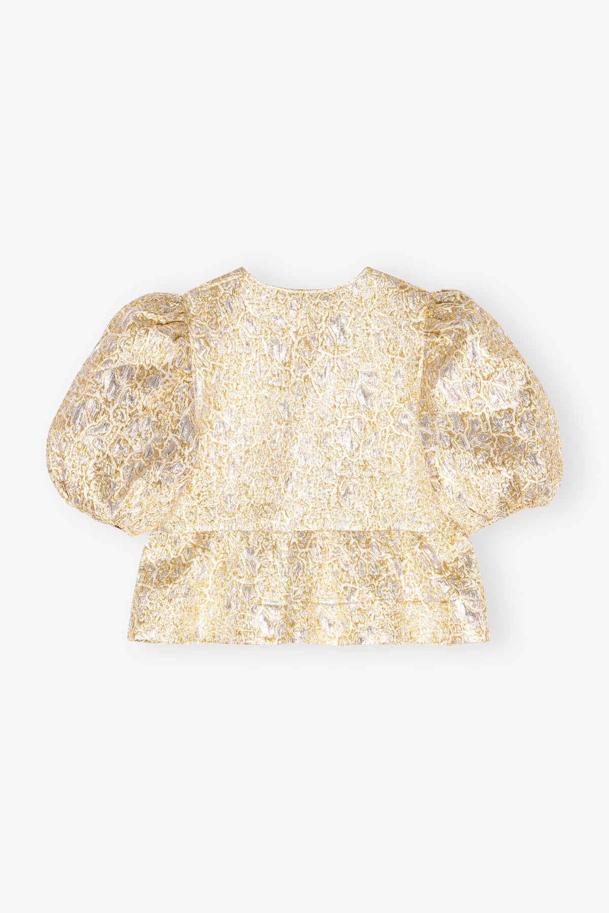 Metallic Cloque Peplum Blouse - Gold/Silver