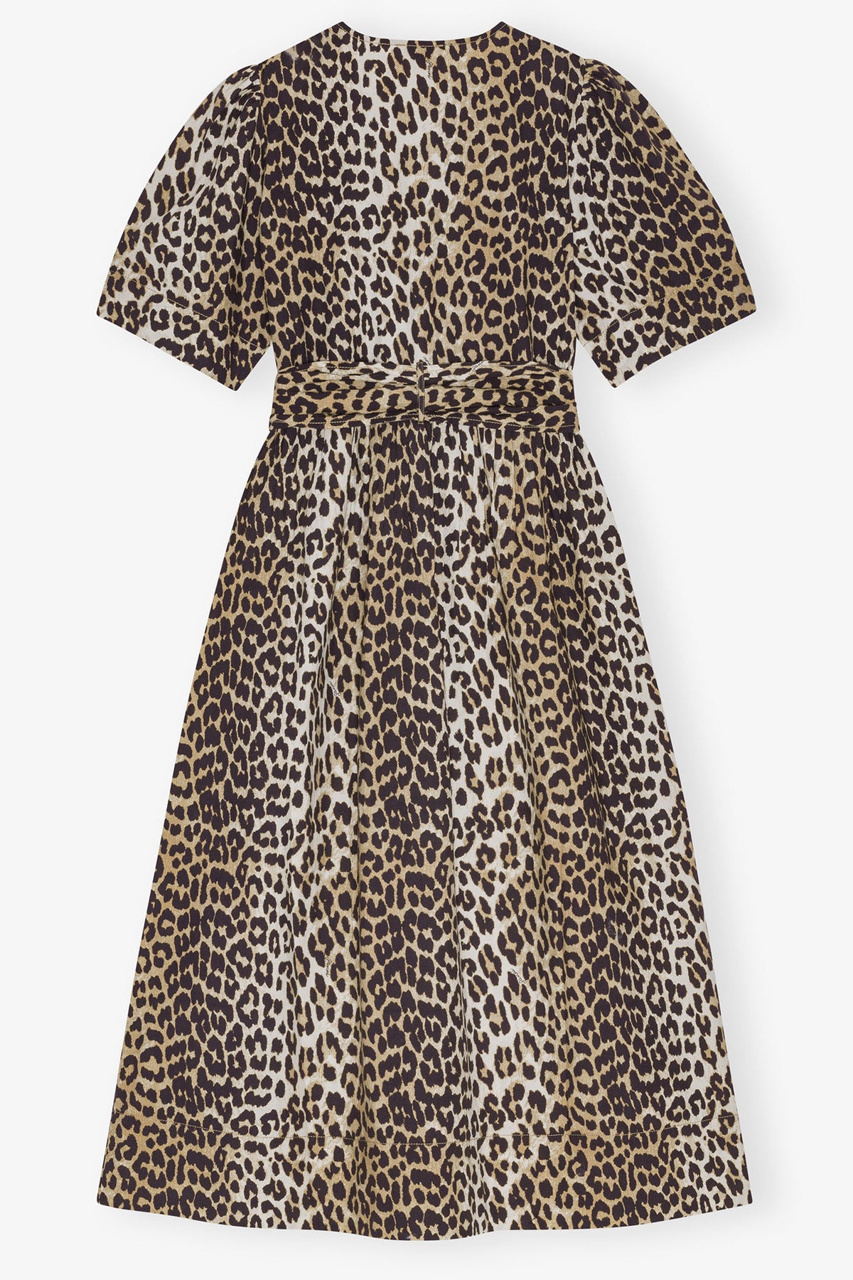 GANNI Printed Cotton Tie Strap Midiklänning - Leopard
