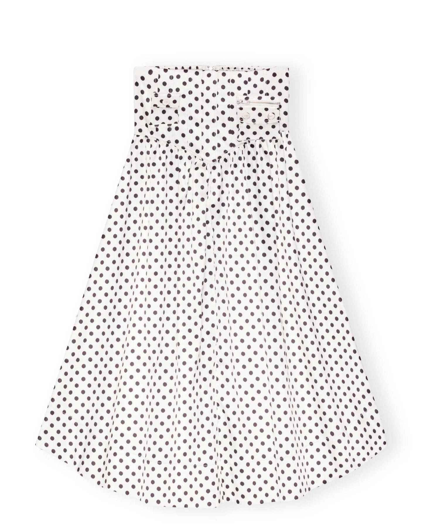 Printed Double Satin Long Pocket Skirt - Egret