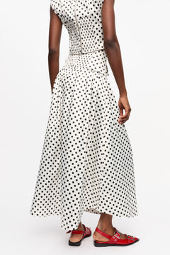 Printed Double Satin Long Pocket Skirt - Egret
