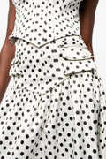 Printed Double Satin Long Pocket Skirt - Egret