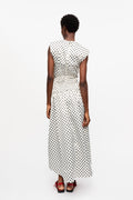 Printed Double Satin Long Pocket Skirt - Egret
