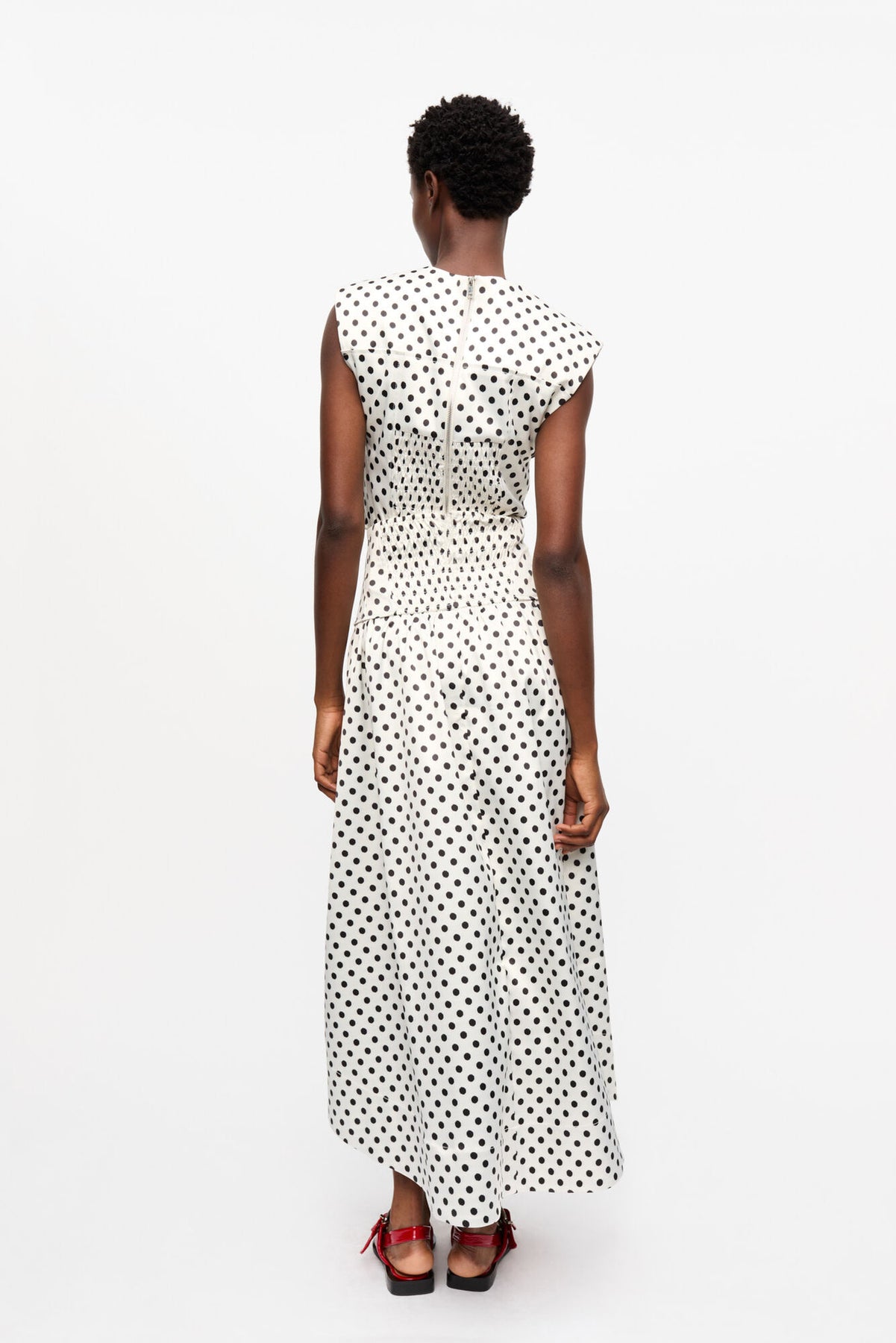 Printed Double Satin Long Pocket Skirt - Egret