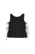 Cotton Poplin Smock Tie String Top - Svart