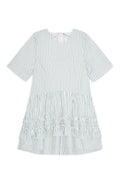 Ganni Stripe Cotton Mini Dress - Egret
