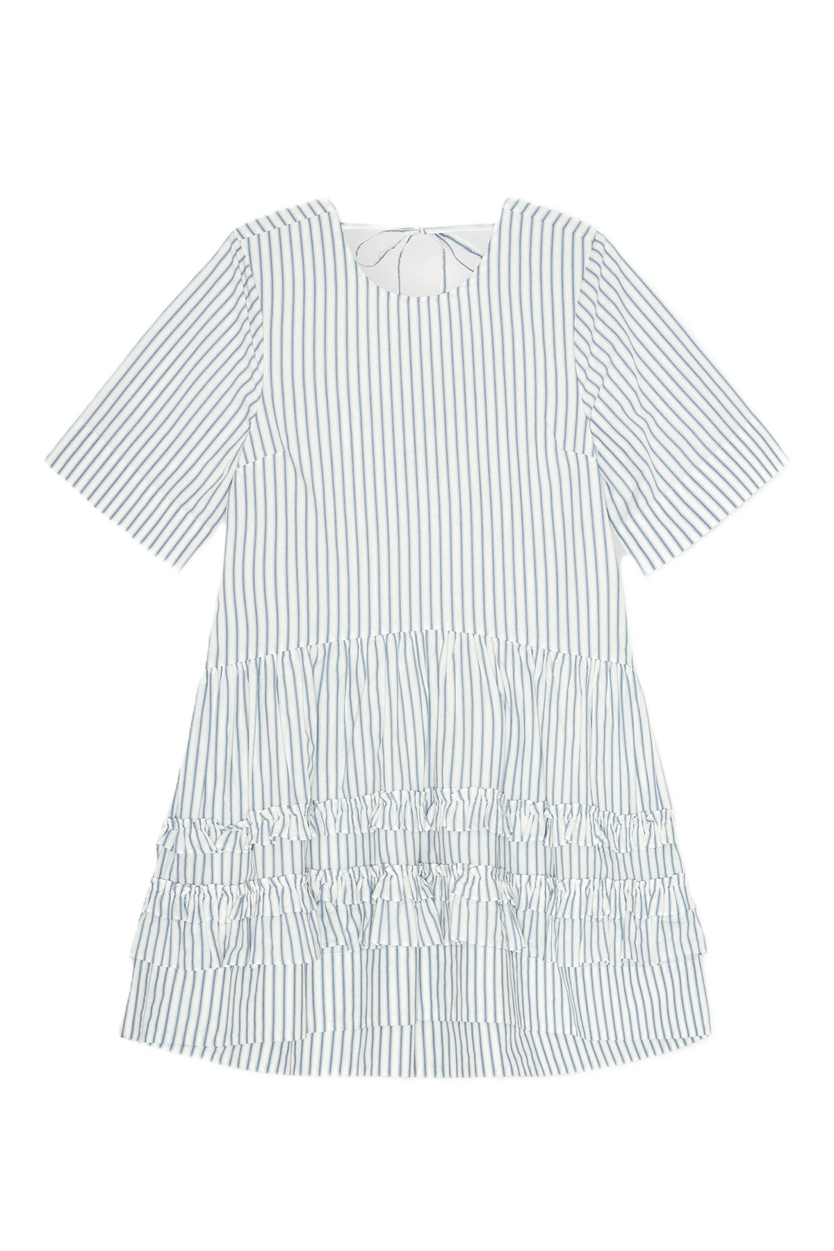 Ganni Stripe Cotton Mini Dress - Egret