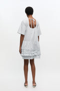 Ganni Stripe Cotton Mini Dress - Egret